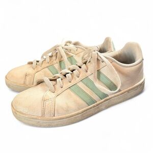 adidas Women's Beige Sneakers with Mint Stripes